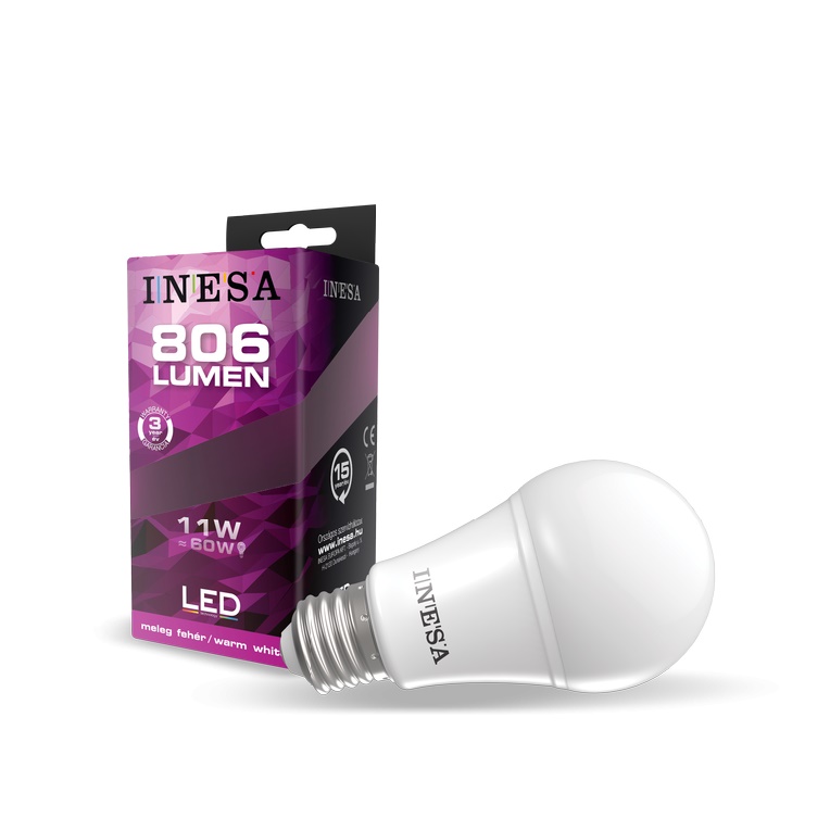 INESA LED A60 11W 806lm 3000K E27 180°