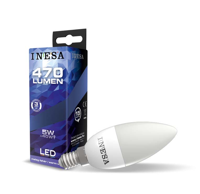 Слика од продуктот INESA LED Candle 5W 470lm 3000K E14 160°